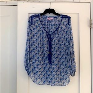CALYPSO blue 100% silk tunic - L